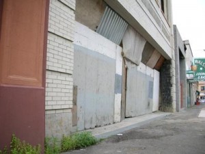 Boarded up building